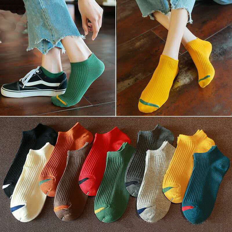 10 Pairs Women Short Socks Breathable Sports Spring Summer Socks Color Mixing Boat Socks Comfortable Cotton Ankle Socks