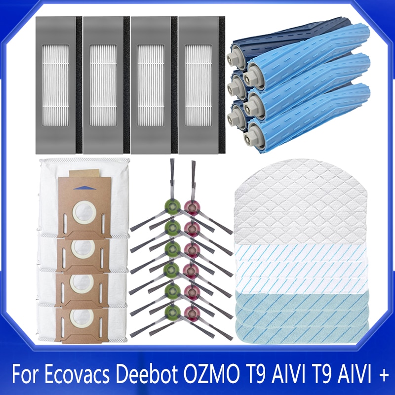 Dust Bag Main Side Brush Mop Cloth Filter Parts For Ecovacs Deebot T9 AIVI T9 PRO T9 MAX T9 POWER Vacuum Cleaner Accessories