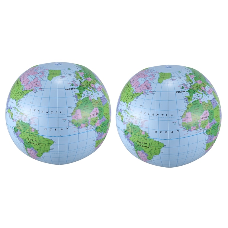 2X Inflatable Toy Globe Tellurion Training Geography Map Balloon Water Ball 40 Cm