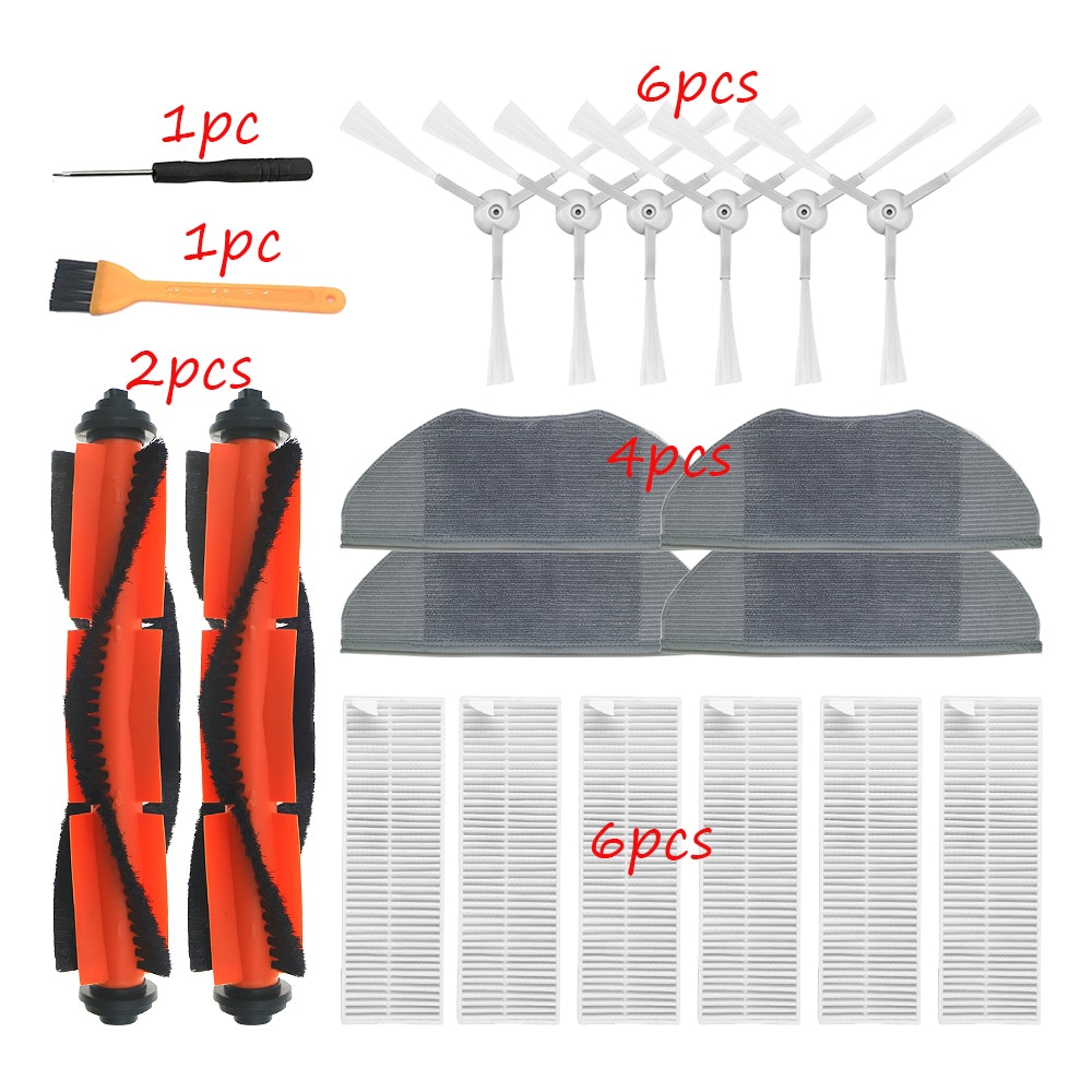 Side Brush Filter kits for Xiaomi Mijia G1 Vacuum Cleaner Accessories Mop Cloth Roll Brush HEPA Filter Spare Parts