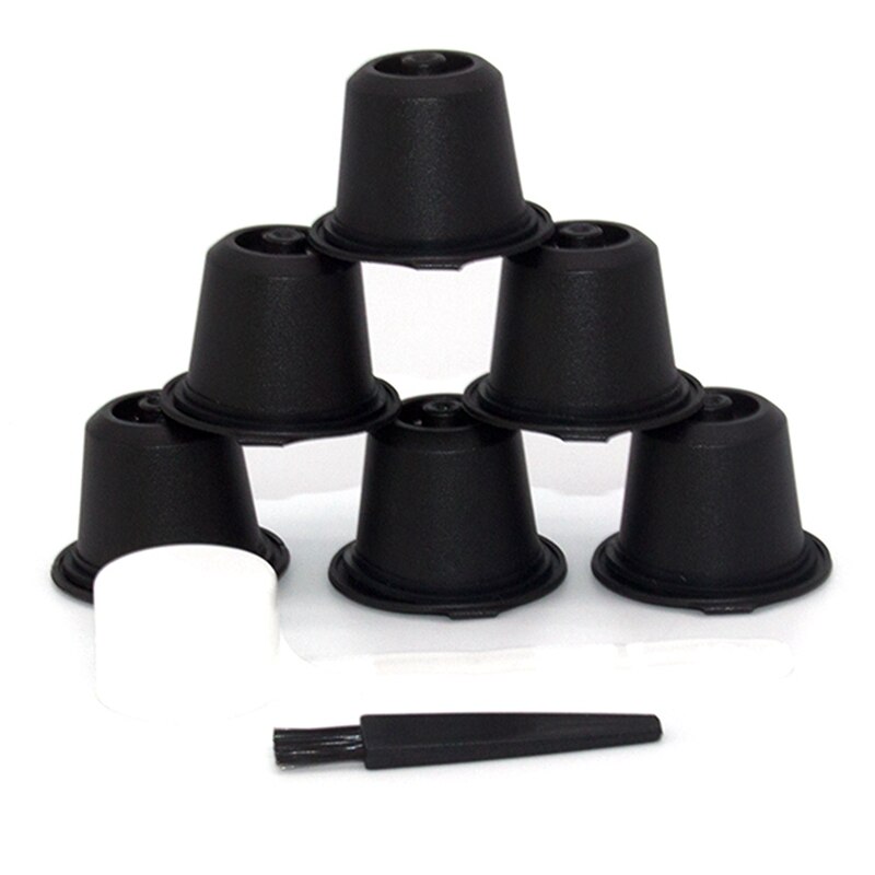 6PCS For Nespresso Refillable Reusable Coffee Capsule Coffee Filter Cup Machine Capsule Plastic Filter