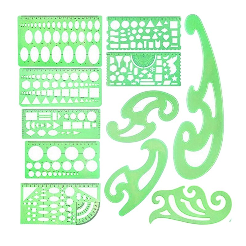 Drawings Templates Rulers Measuring Ruler Set Wide Usage Math Geometry Stencils Rulers Set