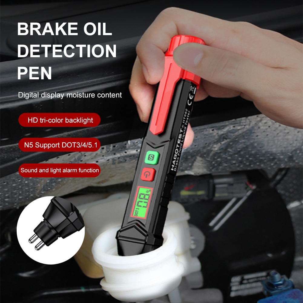Car Brake Fluid Tester Digital High Precision Brake Liquid Detector for DOT3/DOT4/DOT5.1 LCD Display with Backlight Tester Pen