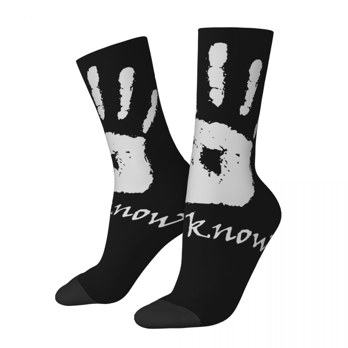 Funny Crazy Compression Sock for Men We Know Hip Hop Harajuku Fallout Vault Dweller Game Pattern Printed Boys Crew Sock