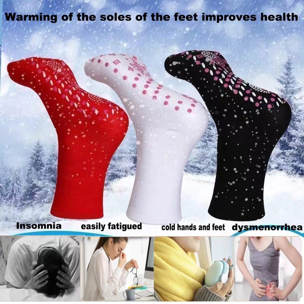 1 Pair Tourmaline Slimming Health Sock Winter Warm Thermal Self-Heating Sock Foot Care Short Magnetic Therapy Sox Men Women Kids