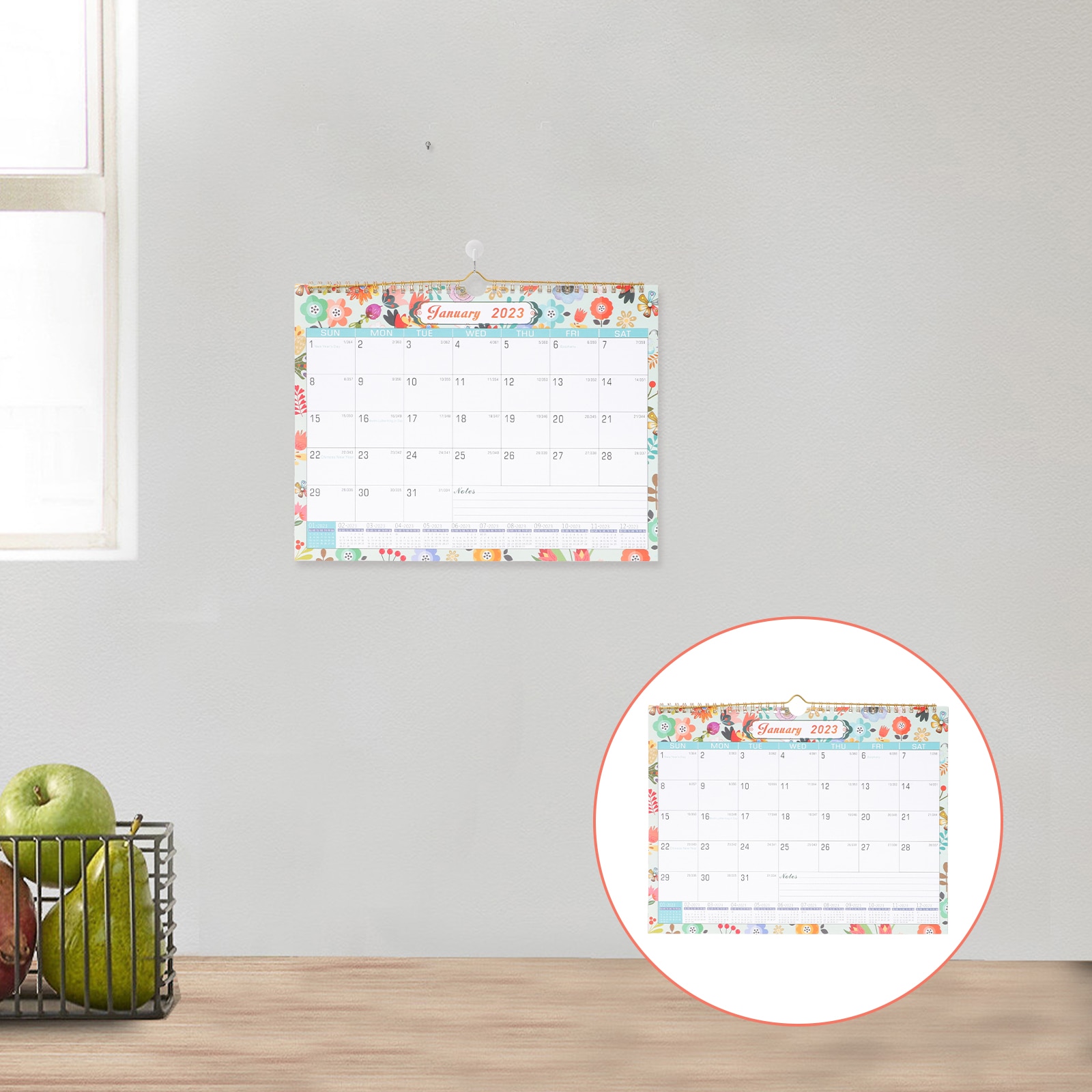 Calendar Wall Planner Yearly Monthly 2023 New Year Off Tear Schedule Hanging Gifts Countdown Planning Standing Spiral Gift