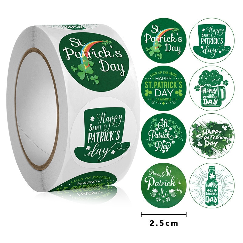 100-500pcs Clover Stickers Saint Patrick's Day Shamrock Stickers for Gift Decor Daily Necessities Green Lucky Seal Labels 1