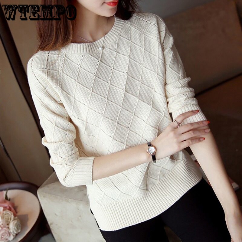 Sweaters Women Knitted Pullover Tops Long Sleeve Female O-Neck s Solid Autumn Winter Sweater Female Pullover Tops Slim