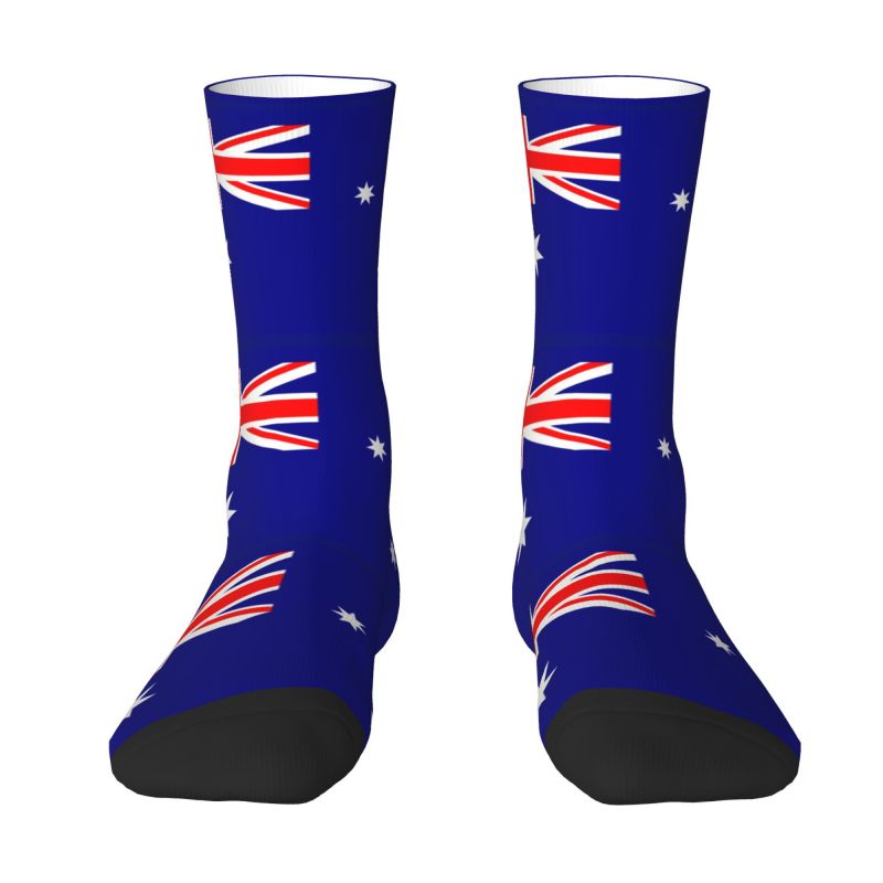 Novelty Print Australia Flag Socks for Men Women Stretch Summer Autumn Winter Australian Pride Crew Socks