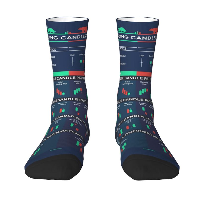 Stock Market Candlestick Pattern Mens Crew Socks Unisex Cute Charts Wall Street Spring Summer Autumn Winter Dress Socks
