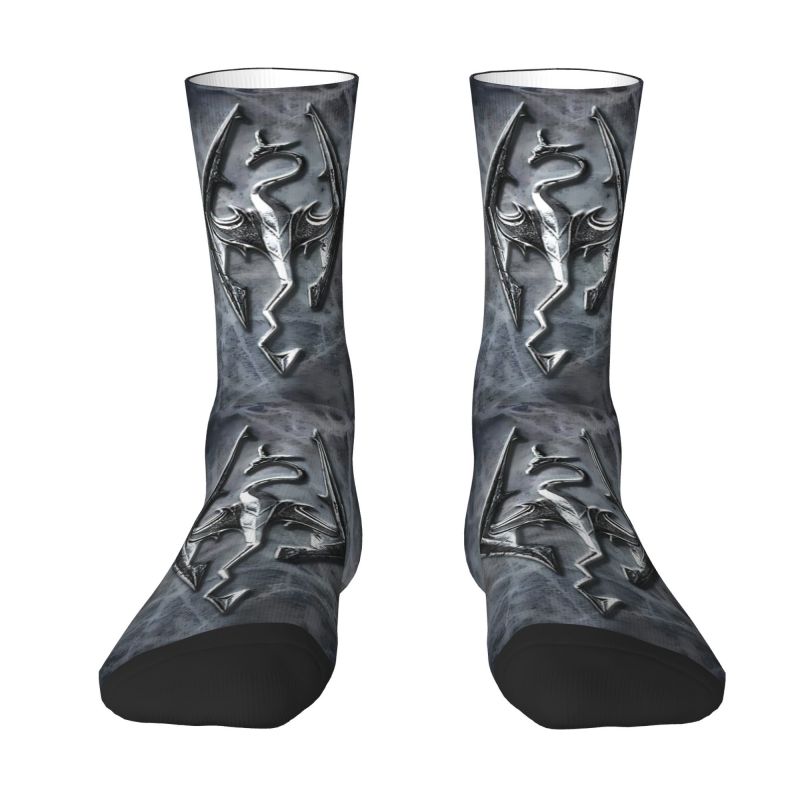 Novelty Men's Skyrim Video Games Dress Socks Unisex Breathbale Warm 3D Printed Crew Socks