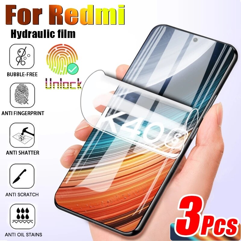 3PCS New Hydrogel Film Screen Protector For Redmi K40 Pro Plus/Redmi K40 Pro/Redmi K40 Protective Film (Not Glass)