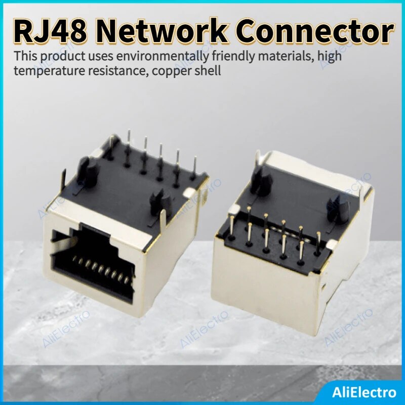 10pcs RJ48 Network Connector 10P10C With Shielding Socket 10 Core Copper Shell female Jack PCB Special Purpose