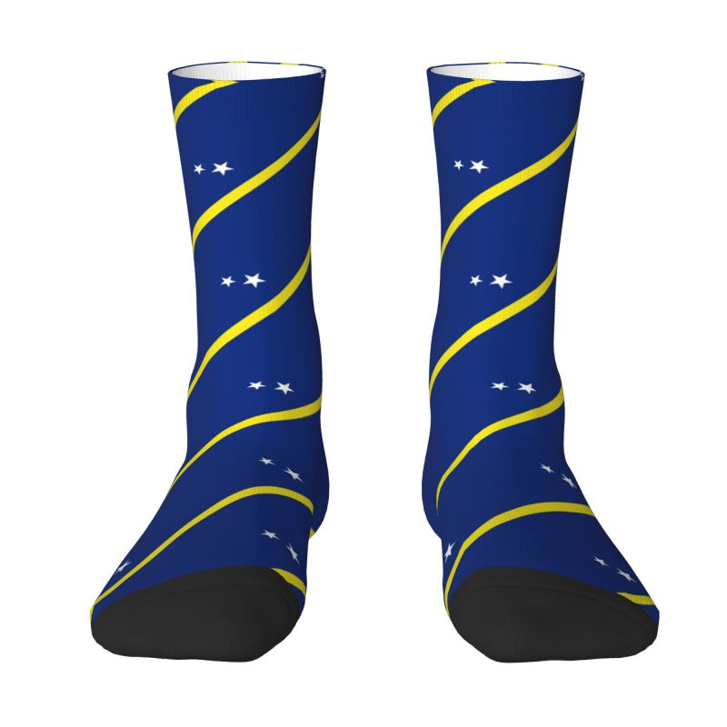 Cute Printed Curacao Flag Socks for Women Men Stretch Summer Autumn Winter Crew Socks