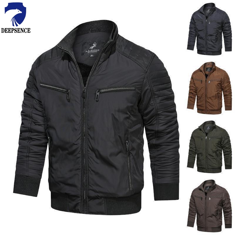 DEEPSENCE New Fall/winter Jacket Men's Waterproof Outdoor Soft Shell Collar Jacket Men's Big Thick Casual Fashion Men&
