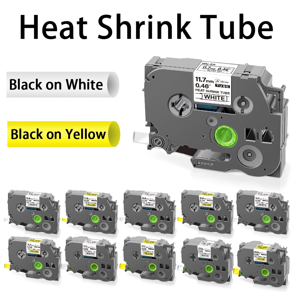 1Pcs Compatible for Brother Hse-211 Hse-221 Hse-231 241 251 hse211 221 231 631 621 Heat Shrink Tube Tape for P-Touch Label Maker