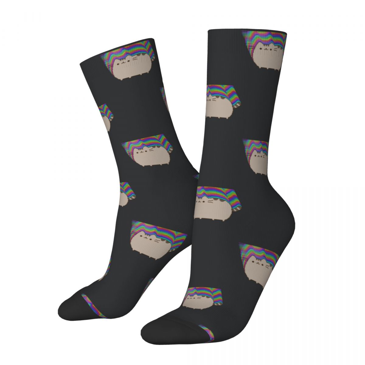Fashion Male Men Socks Novelty Pixel Cat Colorful Art Sock Polyester High Quality Women's Socks Spring Summer Autumn Winter
