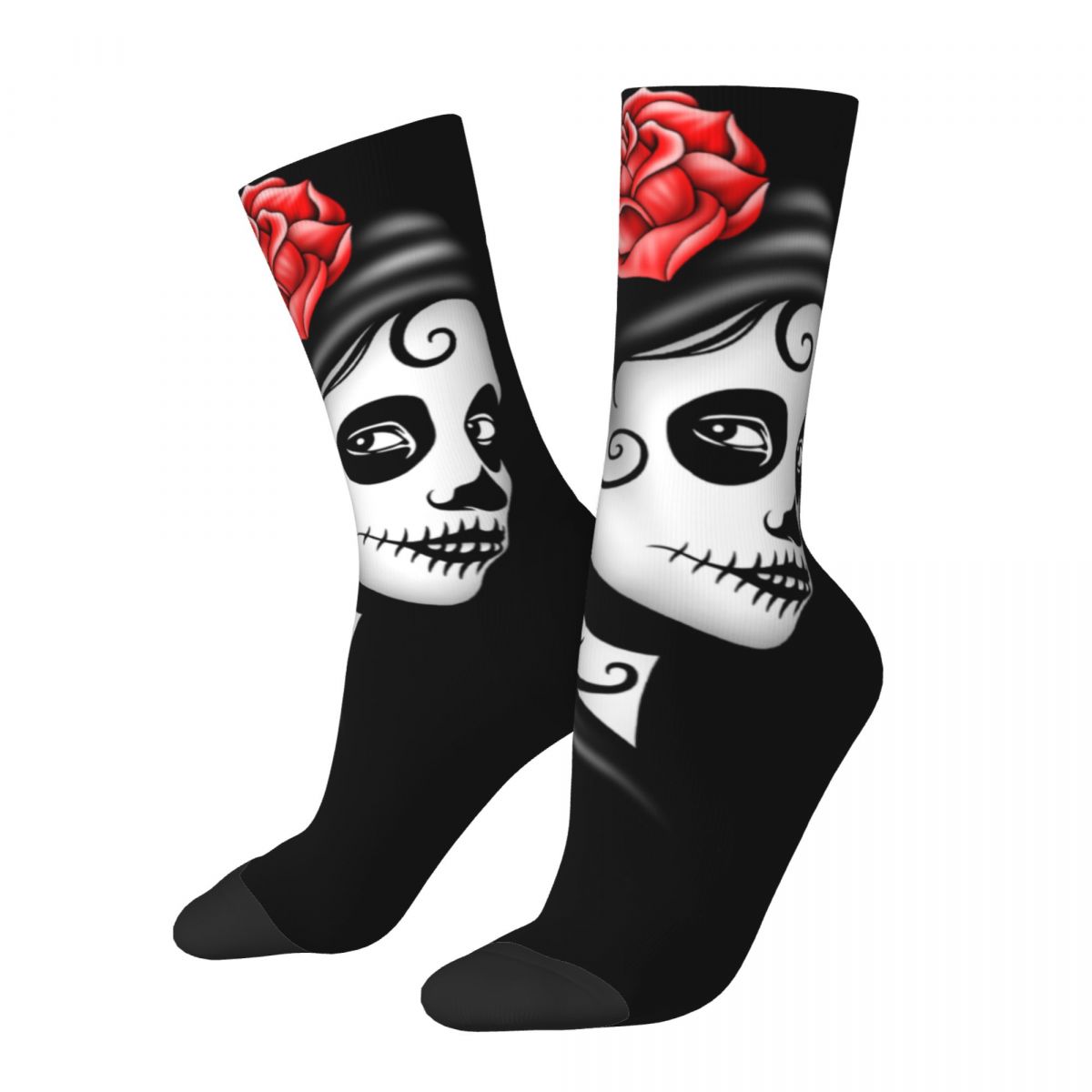 Autumn Winter Fashion Unisex Day Of The Dead Socks Sugar Skull Halloween Horrible Breathable Soccer Socks