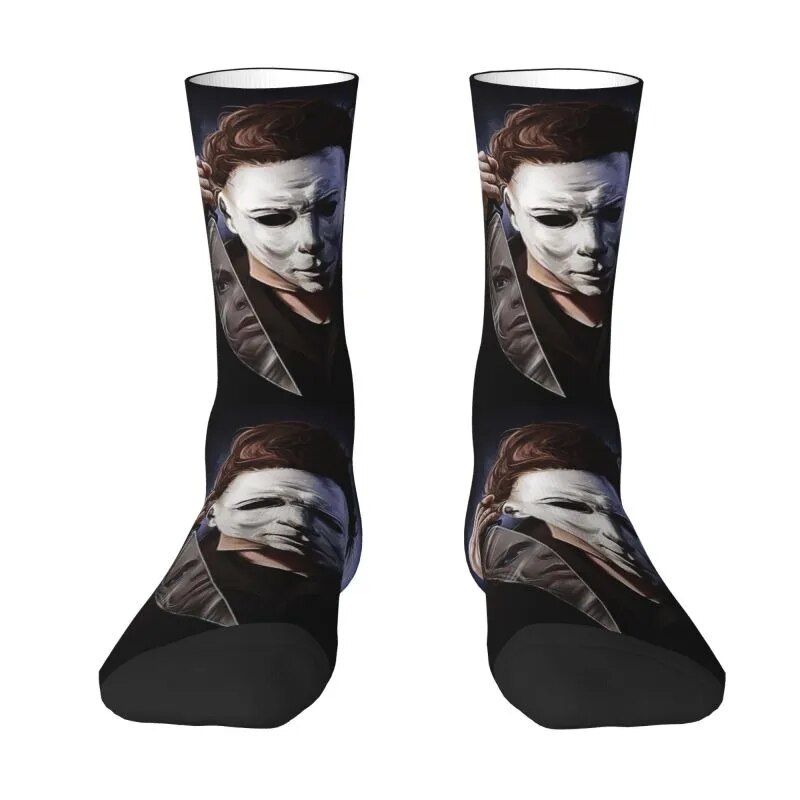 Halloween Horror Movie Michael Myers Mens Crew Socks Unisex Novelty 3D Printing Dress Socks