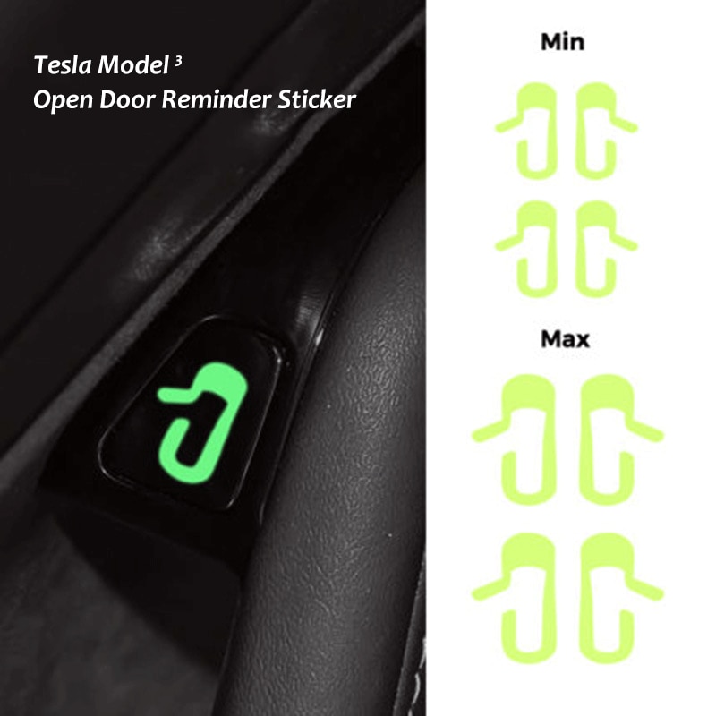 8 Pcs Luminous Car Door Open Exit Sticker Decal For Tesla Model 3 Practical Door Prompt Sticker Interior Decoration