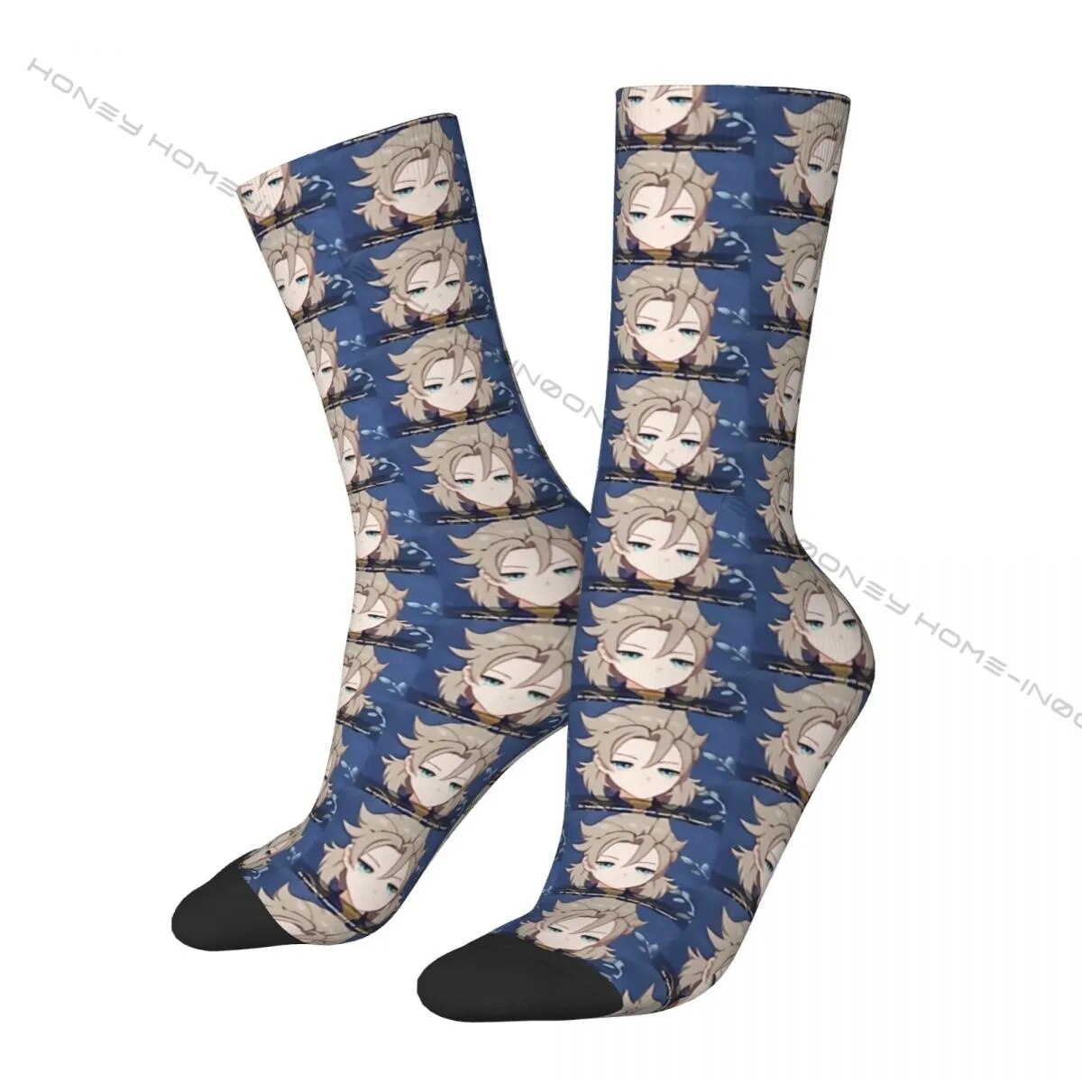 Funny Men's Socks Albedo Smug Vintage Harajuku Genshin Impact Hip Hop Casual Crew Crazy Sock Gift Pattern Printed