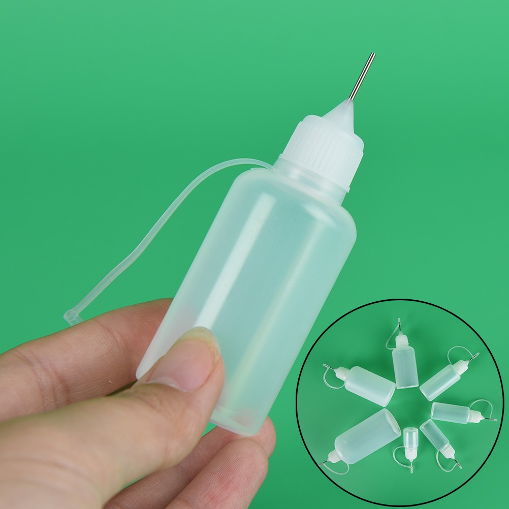 1set ( Bottle+ Needle Tip Cap+ Silicone Loop) 50ml Needle Squeeze Bottle Metal Needle Cap White Plastic Empty Dropper Bottles