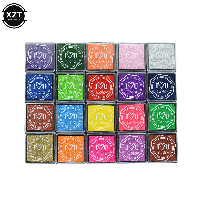 NEW 20 colors mini Colorfull Cute Cartoon DIY Crafts ink Pad Plastic Stamp Fingerpaint inkpad for Child Scrapbooking Decoaration