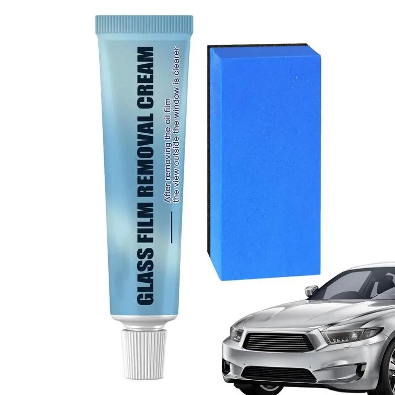 Car Glass Oil Film Cleaner With Sponge Water Mark Cleaning Agent Oil Film Removal Cream For Auto Window Clear Vi&sion