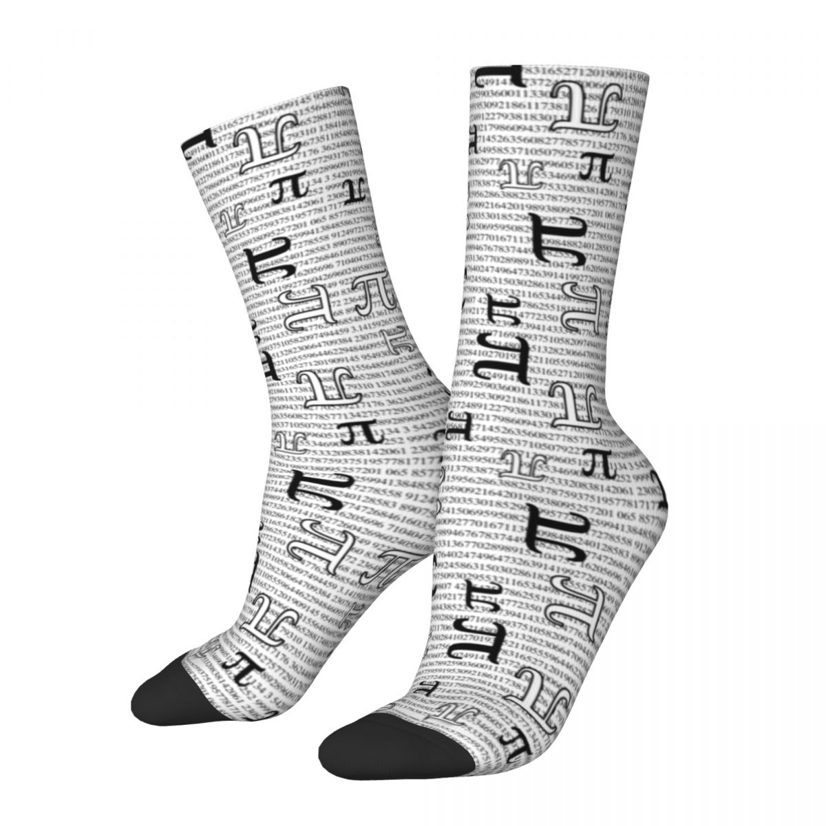 Harajuku Digits Of Pi Science Math Skateboard Socks Polyester Crew Socks for Unisex Breathable