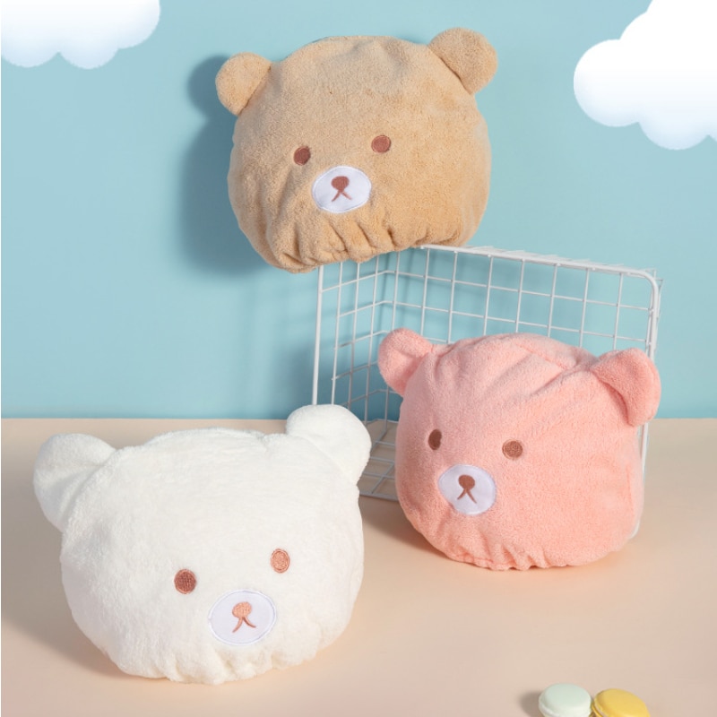 Kid Hair Towel Cute Cartoon Lovely Bear Shower Hat for Children Boy Girl Quick-drying Absorbent Towel Kids Bath Accessories