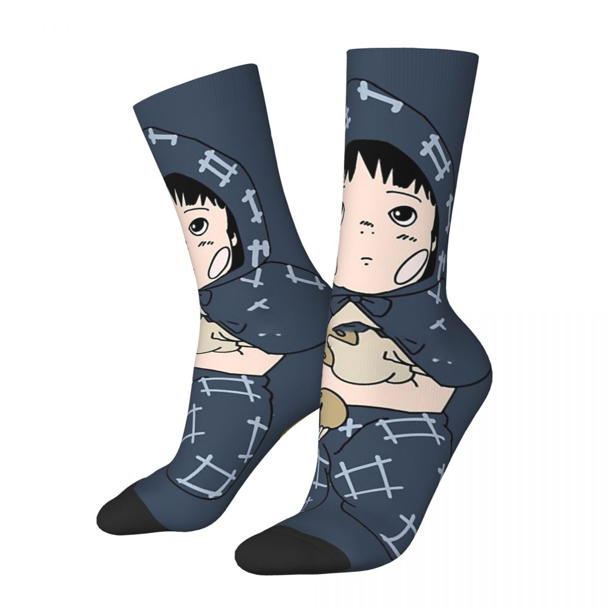 Funny Happy Men's compression Socks Girl Retro Harajuku Grave of the Fireflies Seita Setsuko War Tragedy Film Casual Crew S