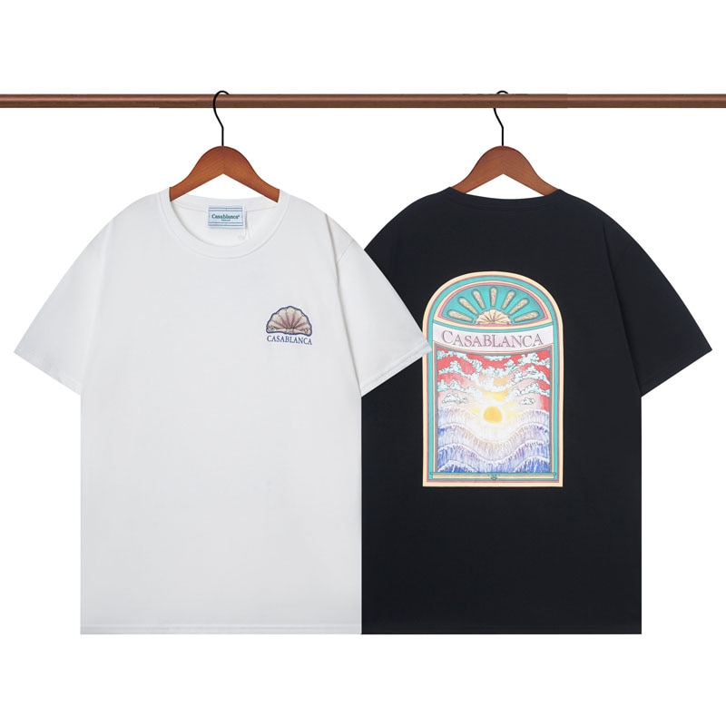Front Conch Print Tennis Club Casablanca T Shirt Men Women High Quality Back Oversized Paint Ink Printed Short Sleeve Tees Top
