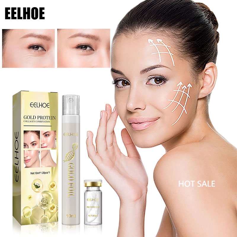 Protein Thread Lifting Set Skin Firmness Fade Facial Fine Lines Shaping Essence Liquid Gold Collagen Face Serum Face Lift Tool