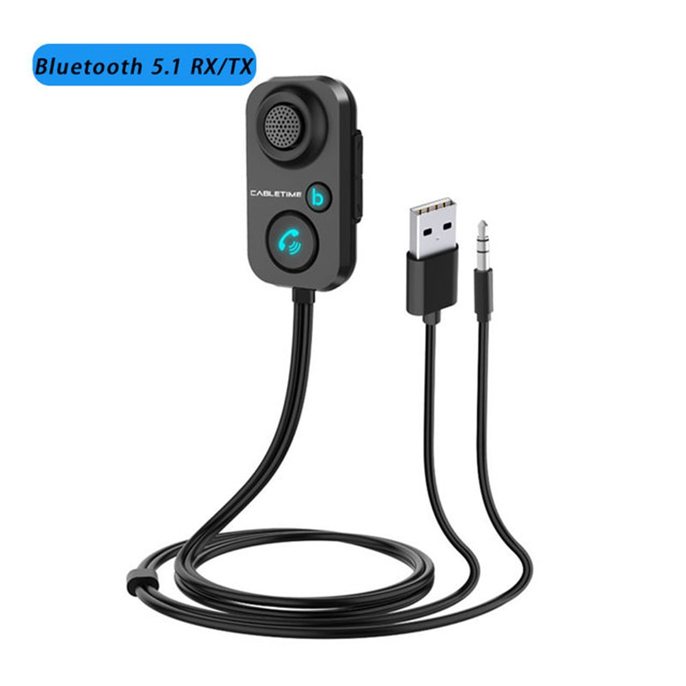 1*Car Bluetooth-compatible Transmitter Receiver 5.1 AUX Audio 3.5mm Wireless Adapter For Hands-Free Car Speaker Headphone