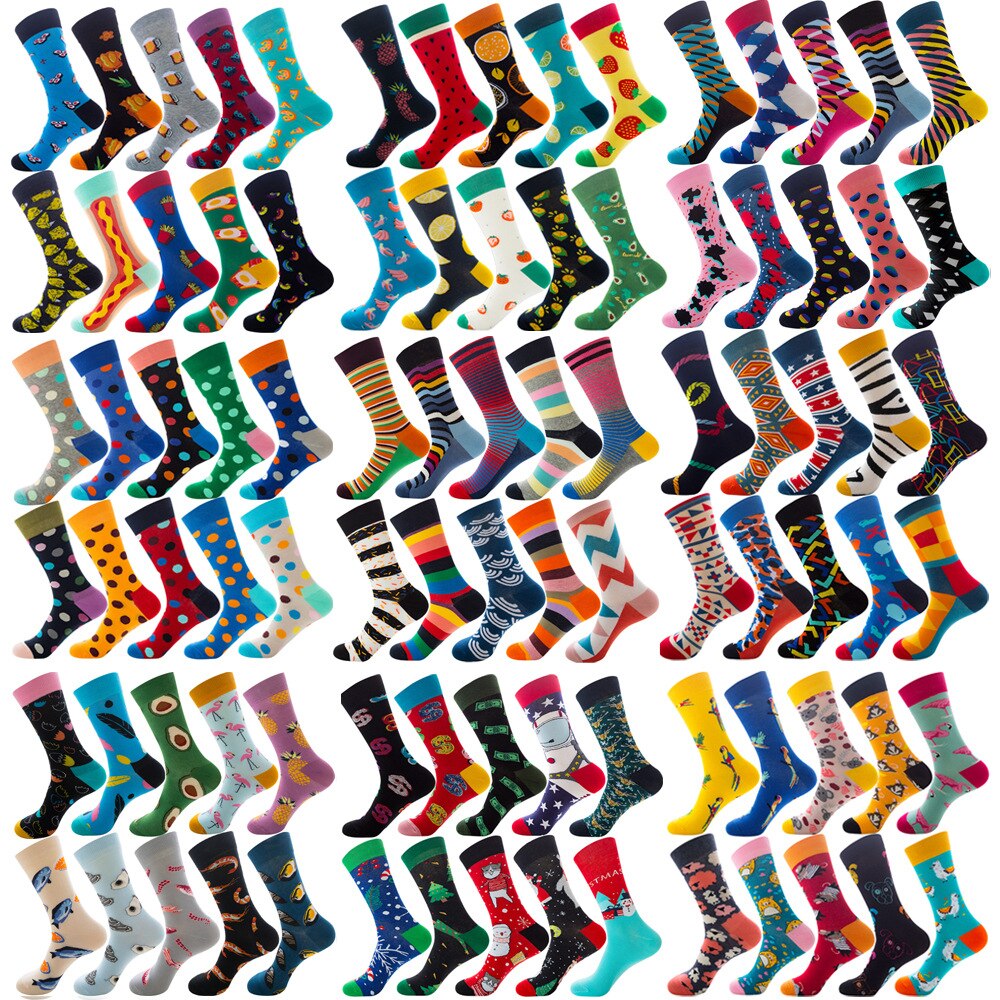 10pair Combed Cotton Fashion Hip Hop Man woman Socks Harajuku fruit Skateboard oil painting animal Happy Socks Funny Sokken