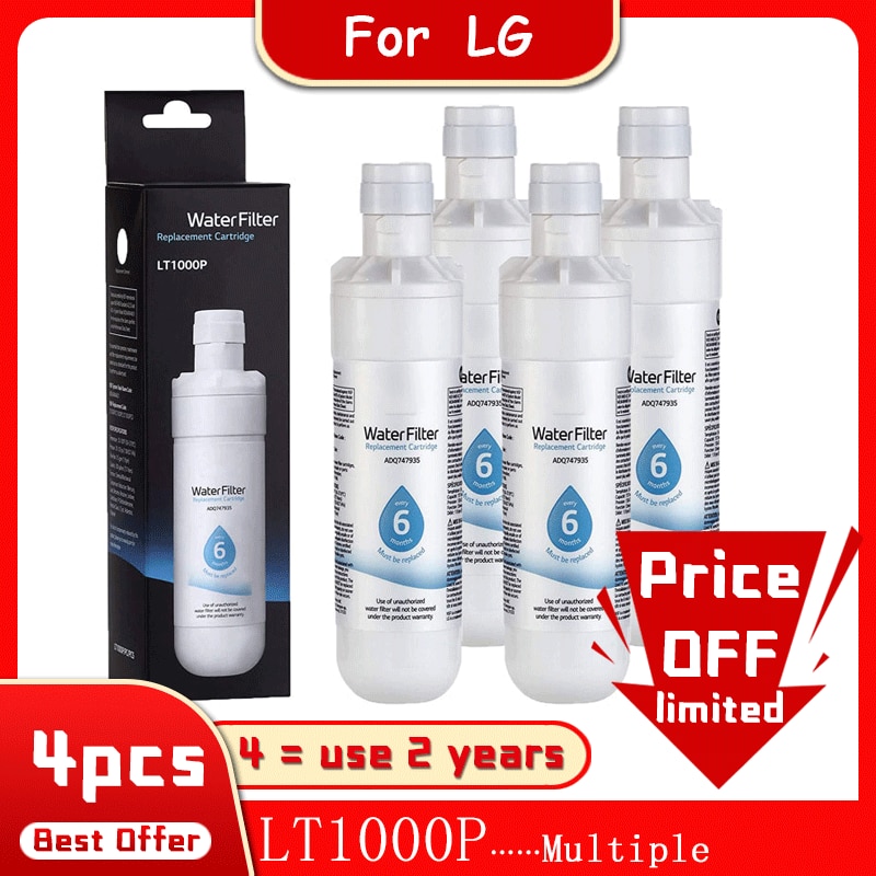 4pcs For LG LT1000P Refrigerator Water Filter Fridge Filter Replacement Water Filter ADQ74793501 Fridge Water Filter Replacement