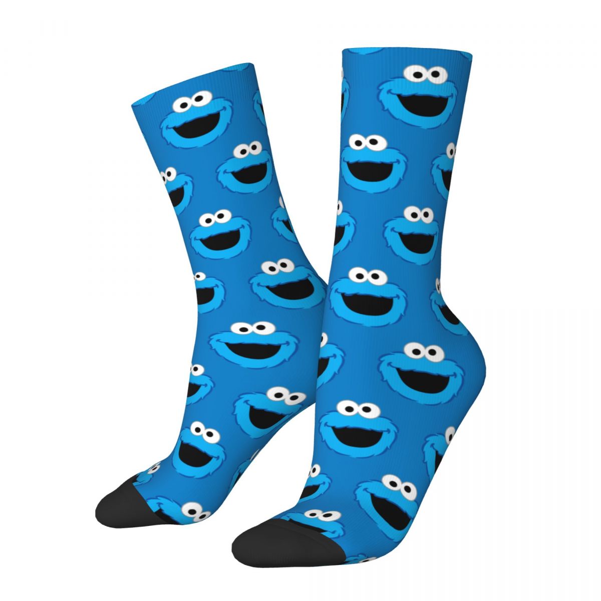 Autumn Winter Colorful Men's Women's Smiling Cookie Monster Sesame Street Socks Non-slip Basketball Socks