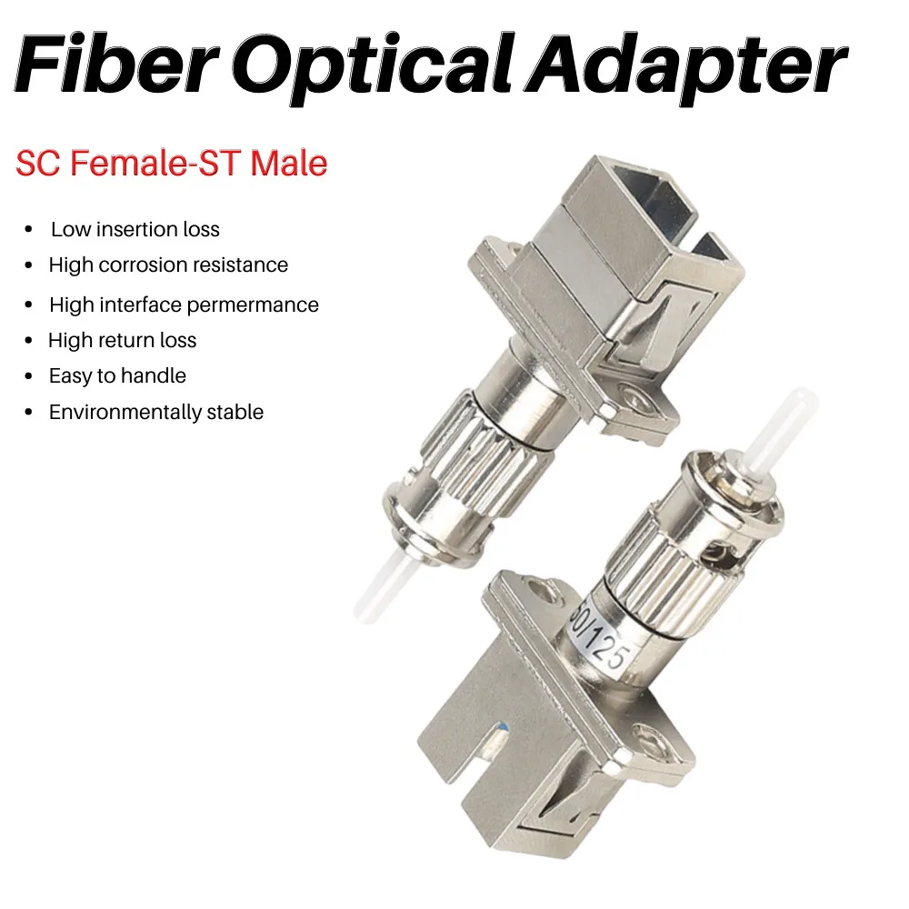 5PCS Optical Coupler SC Female-ST Male Optical Adapter ST-SC Flange Coupler Adapter MM50/125 Multimode