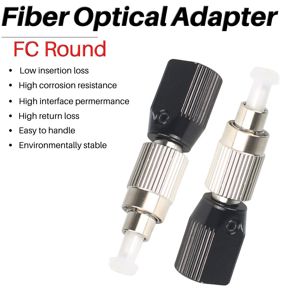 2PCS Fiber Optic Adapter FC Round Single Mode Multimode Bare Fiber Adaptor