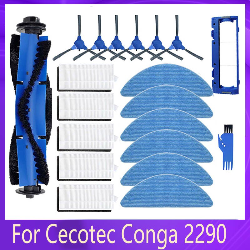 For Cecotec Conga 2290 Ultra Roller Main Spin Edge Side Brush Cover Hepa Filter Mop Cloths Replacement Spare Part Accessory