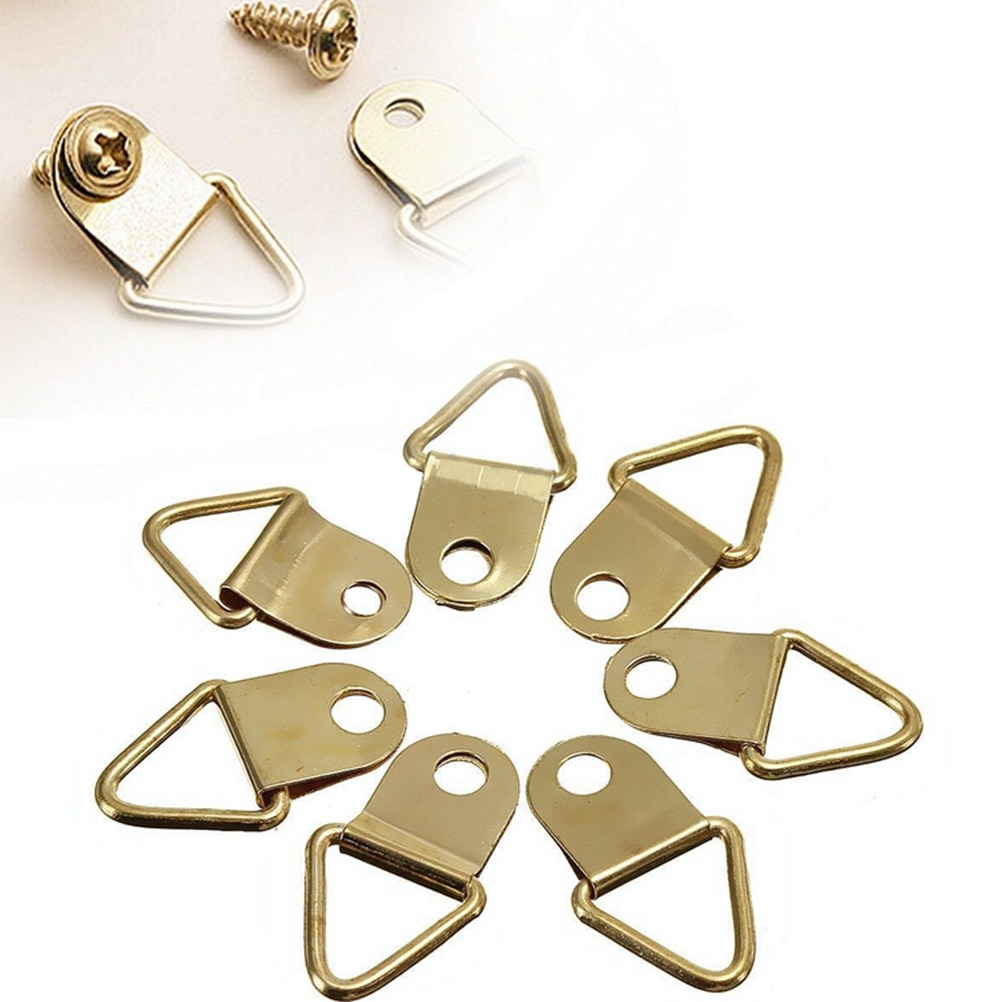 20pcs Golden Triangle D-Ring Hanging Picture oil Painting Mirror Frame Hooks Hangers Triangle Photo Picture Frame Hooks