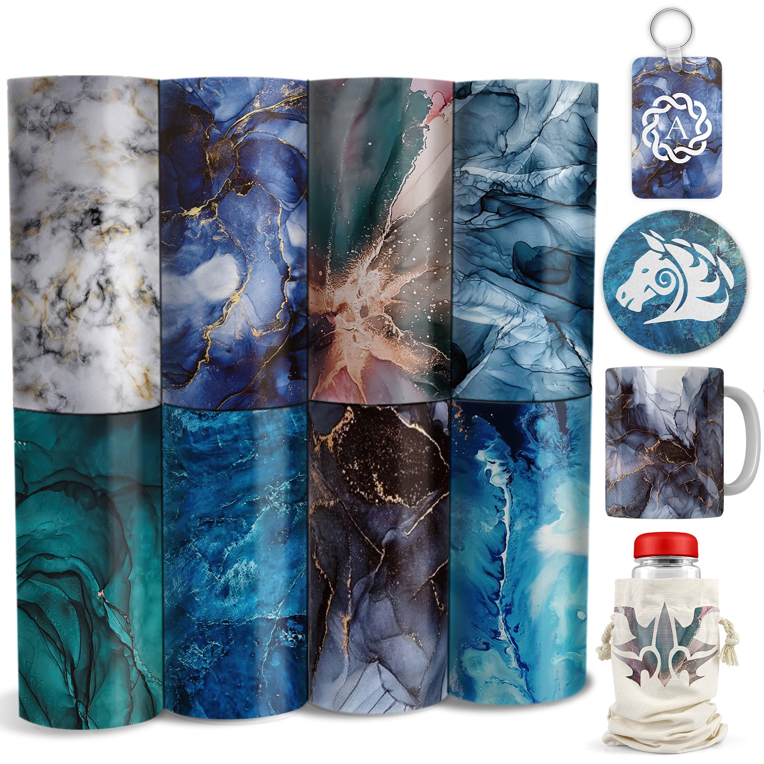 WOWOCUT Infusible Transfer Ink Sheet 12"X12" Marble Watercolor Sublimation Ink Paper Iron on Transfer Paper Cricut T-S