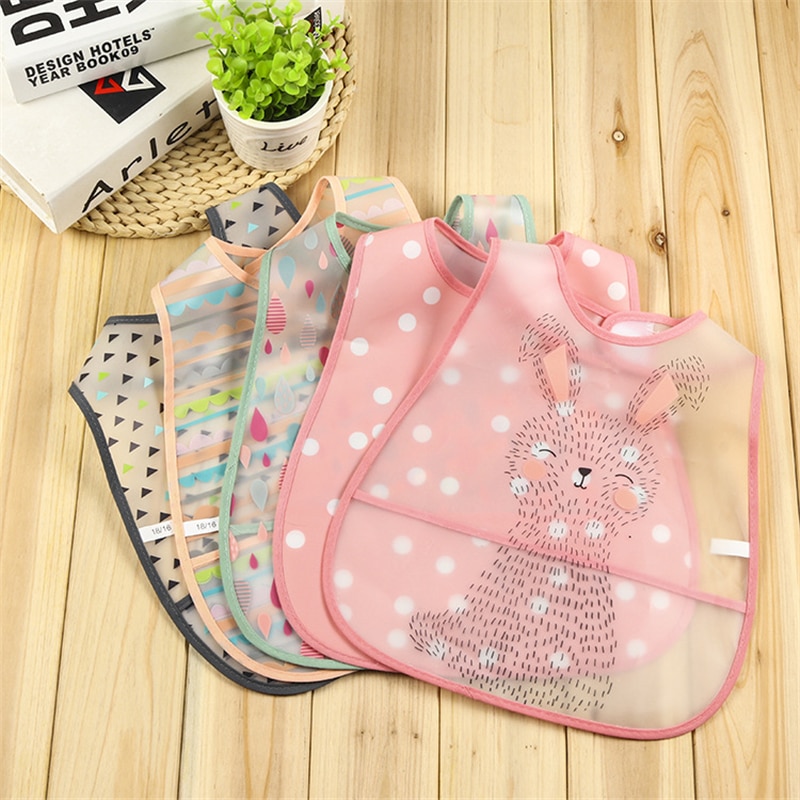 Cute Cartoon EVA Waterproof Baby Bib Meal Food Eating Bib Pocket Newborn Saliva Towel Infant Apron Smock Rice Pocket bavoir bébé