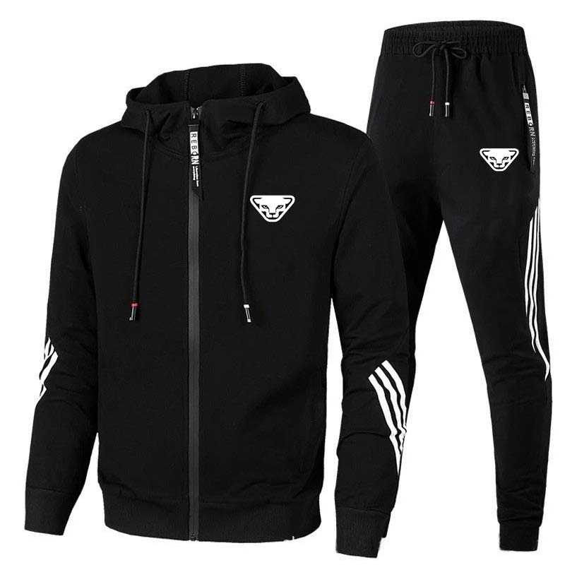 2023 Brand High Quality DYNRFIT Men's Sports Zip Hooded Jacket Suit Trendy Outdoor Sports Print Jacket + Pants Suit