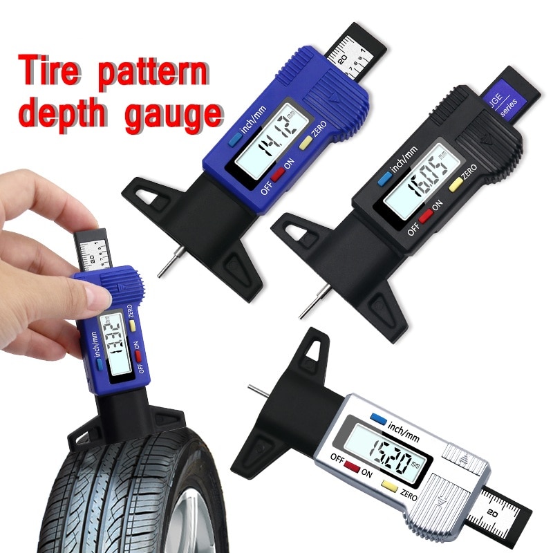 Car Tyre Tire Thickness Gauges Depth Gauge Digital Tyre Tire Tread Depth Gauge Caliper Auto Tire Wear Detection Measuring Tool