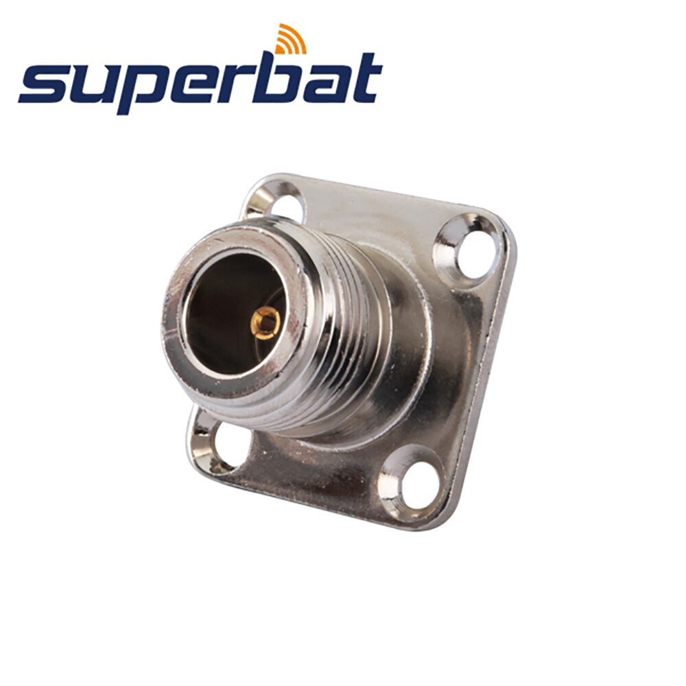 Superbat 10pcs N Solder Female with 4 hole Panel Mount(17.5*17.5mm) for Cable Semi rigid .141 RF Coaxial Connector