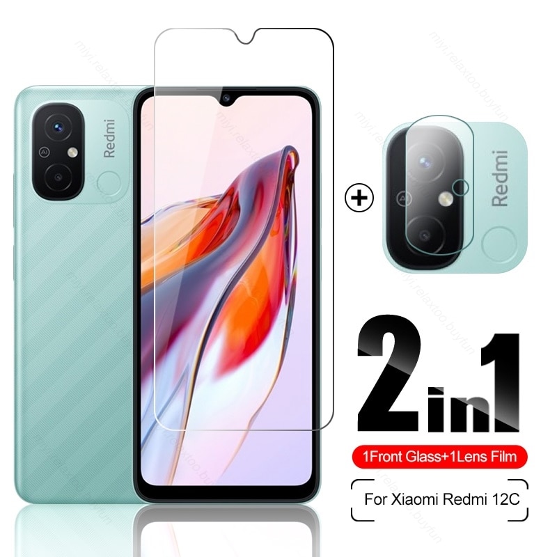 2In1 9H Tempered Glass For Xiaomi Redmi 12C 12 C C12 Redmi12C 4G 2023 6.71" Full Screen Protector Explosion-Proof HD Film C