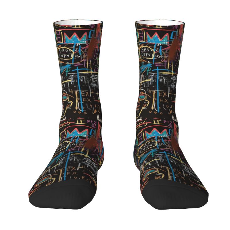 Novelty Printed Basquiats Street Art Socks for Women Men Stretchy Summer Autumn Winter Crew Socks