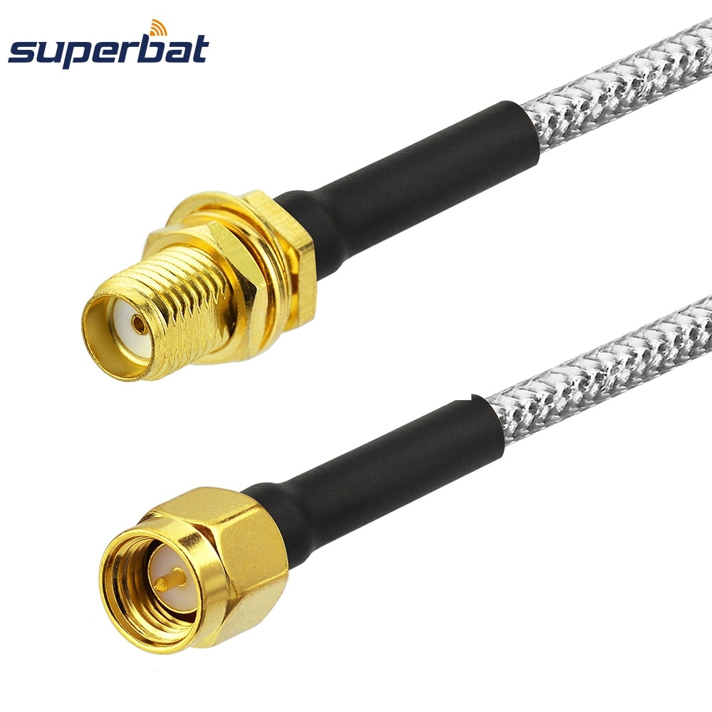 Superbat SMA Male to Female Bulkhead RG402 0.141" Cable 15cm for Wifi Antenna Applications