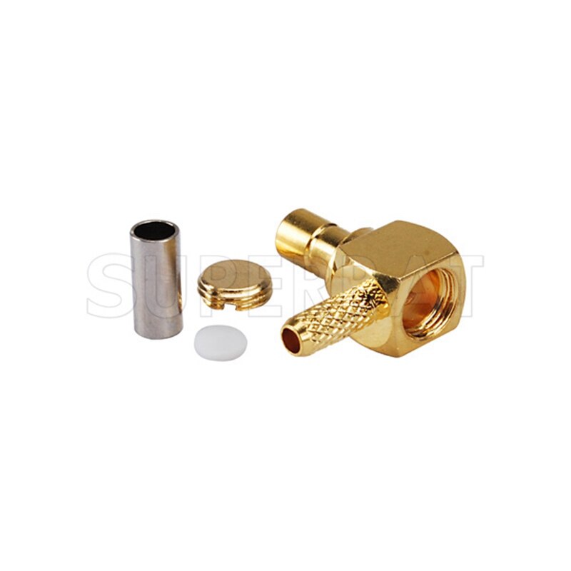 Superbat 10pcs SMB Crimp Female Right Angle for Cable LMR100 RF Coaxial Connector